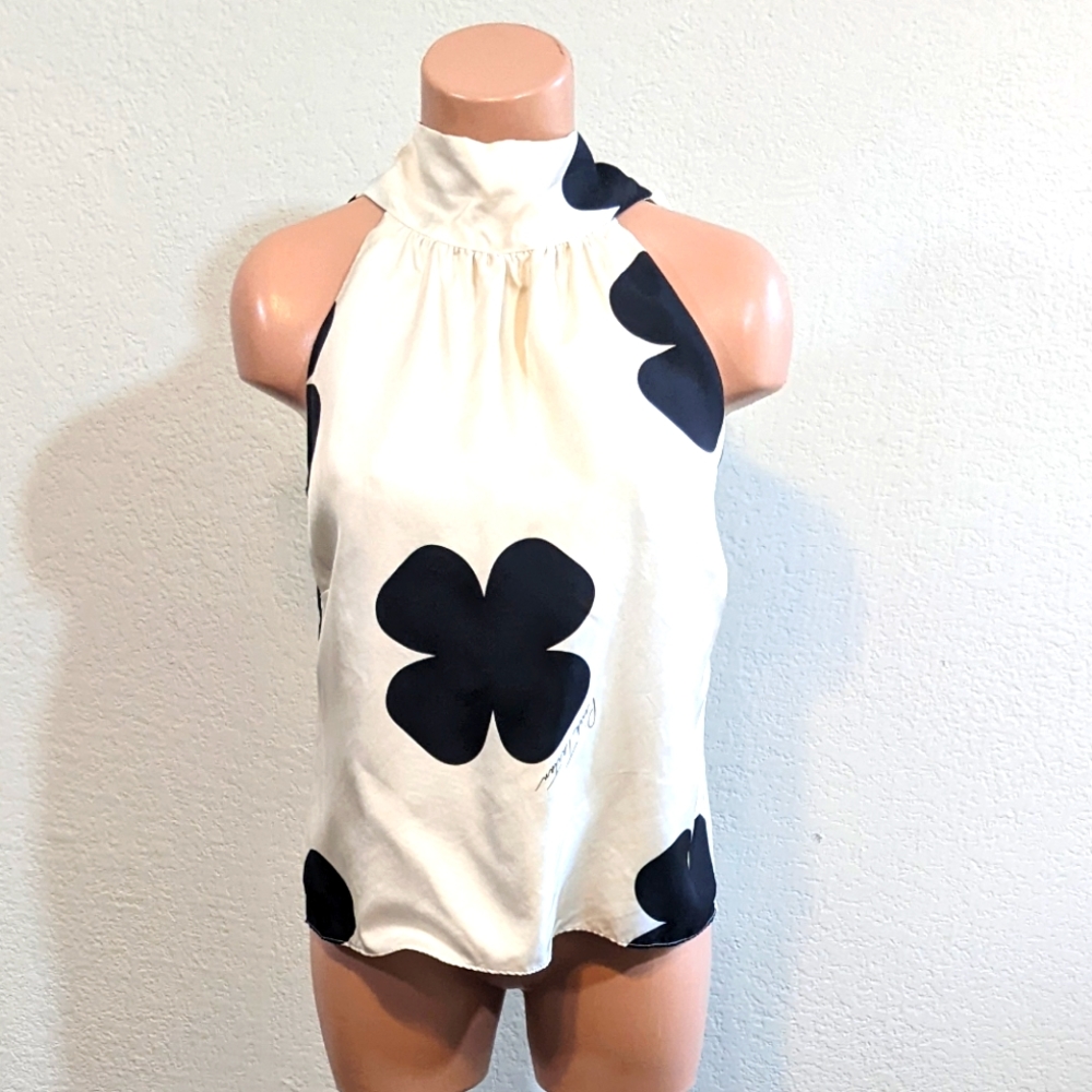 Pink Tartan Silk Four Leaf Clover Halter // Size 6